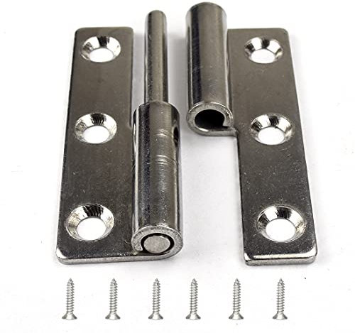2 bisagras de elevación pequeñas con junta deslizante de acero inoxidable para puerta de tapa izquierda – 3 pulgadas de largo 6 agujeros bisagra de elevación