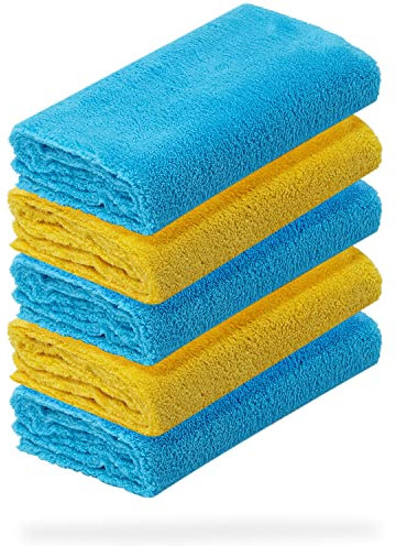detailmate 5er Set Microfasertuch Ultra weich | Autopflege Zubehör - außen & innen | Lack Politur & Pflege, Innenraum, Felgen | Microfasertuch 40x40cm, 550 GSM - randlos & fusselfrei, ohne Kratzer