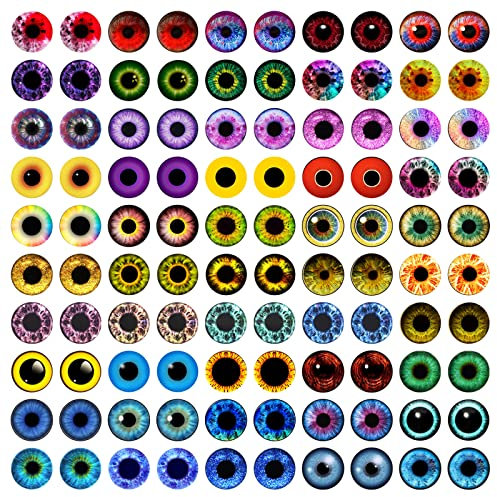 100PCS Assorted Dragon Eyes Glass Cabochon for Clay Doll Making