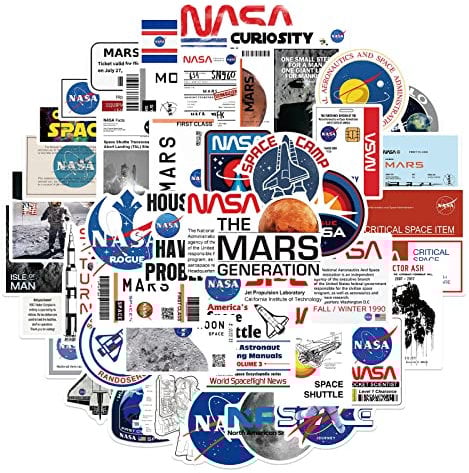 50Stück NASA Aufkleber Laptop Telefon Gitarre Skateboard Notebook Auto Motorrad Fahrrad Space Exporer,Galaxy,Astronaut, Raumfahrt Vinyl Stickers Wasserdicht Aufkleber für Jugendliche Kinder Erwachsene