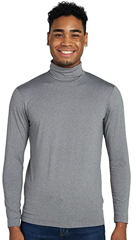 LAPASA Herren Rollkragen Thermounterhemd, Innenfleece Thermounterwäsche langärmliges Thermo-Shirt Funktionsunterwäsche Oberteil (M122), Grau meliert (Warm), XL