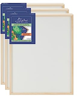 Da Vinci Pro Liquid Art Multi-Media Panel 6x6- Pack of 3, 3/4 Deep Gesso Board with Natural Wood Frame, Raised Lip Wood Canvas Panel Ideal for Artists Using High Flow Acrylics and Alcohol-Based Dyes