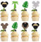 Gyufise 24 topper per cupcake con motivo topolino safari con foglie della giungla, decorazioni per torte a tema safari, baby shower, compleanno dei bambini, forniture per feste a tema Topolino