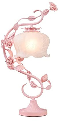 AAPIE Lampe de Table de Chevet Rose Céramique Chambre Lumières Lampe de Chevet Fleur Rose Lampes de Chevet Modernes en Fer forgé pour Chambres Hôtel