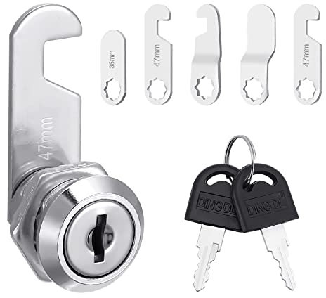 5/8 Inch Security Mailbox Lock, 16mm Letter Post Box Lock with 5 Different Lock Plates, Toolbox Door Cupboard Locks Tubular Cam Lock with 2 Keys for Furniture
