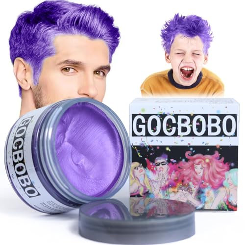 Temporäre Haarfarbe Wachs Violett Unisex Natürlich Haarfarbe Auswaschbar Modellierwachs für Party Cosplay Halloween (4,23 Unzen)
