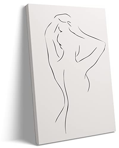 Pttkktbm Abstrakte Linie Frau Wandkunst Leinwand Badezimmer Kunst Wanddekoration Frau Silhouette Poster Abstrakte weibliche Kunst Schwarz-Weiß-Linie Kunstwerk weibliche Linienzeichnung Drucke für