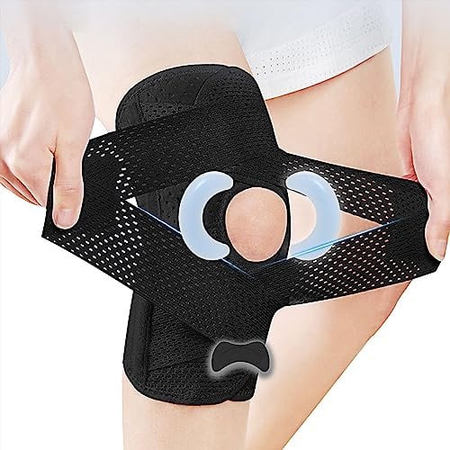 Tbusingoto Kniebandage für Männer und Frauen mit verstellbarer Kniestütze, 6-Generation Kniegelenk Unterstützung für Knieschmerzen, Meniskus Riss, Arthritis und Gelenkschmerzen Linderung (L)