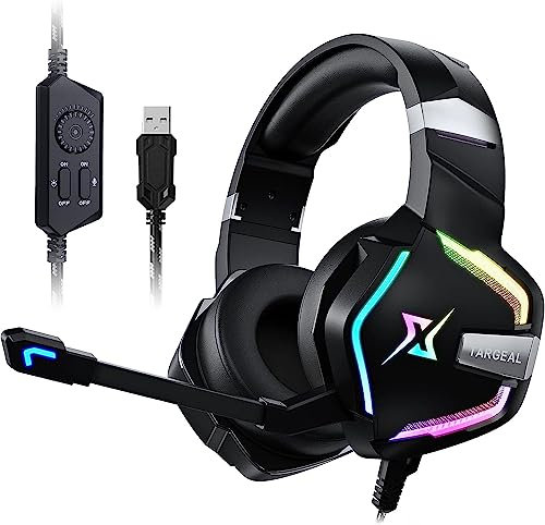 Y-YOPZI Gaming Headset für PS4/PS5/PC/Xbox/Nintendo Swit [2023 New] ch, PS4 Kopfhörer mit Kabel und RGB Licht, Stereo Surround Kopfhörer mit Mikrofon, Noise Cancelling Gamer Headphones