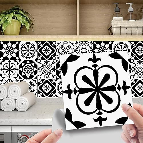 Dalle Pvc Adhesive Murale 20X20 Noir Et Blanc Stickers Cuisine Stickers Muraux Cuisine Carrelage Adhesif Mural Stickers Salle de Bain Dalle Pvc Adhesive Murale (10 Pièces)