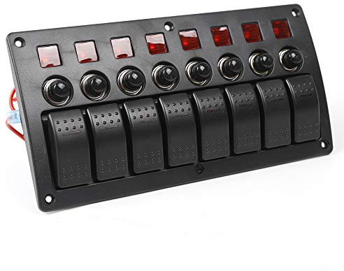 Pannello di commutazione, 12 V/24 V, 8 marce, pannello di commutazione LED, interruttore a levetta, per barca marina, camper, veicoli e camion