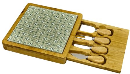 Doni Bomboniere Matrimonio Green Tagliere Box con 4 Utile Utensile Cucina Perfetto per Comunione Cresima Anniversari Idea Regalo Le Presentazioni di Salumi Formaggi E Finger Food in Enoteche Pub