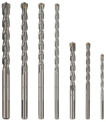 COMOWARE Concrete Drill Bit Set 7pcs, 3/16-1/2, Masonry Drill Bit Set Carbon Steel,Carbide Tip,Triangle Shank for Brick, Masonry,Rock, Ceramic Tile, Cement Concrete