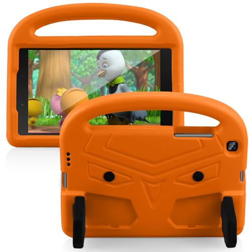 BARALARIQIU Bambini Custodia per Samsung Tab A 8.0 inch T290/T295 Tablet Antigraffio Morbido in Gomma Cover Protezione Antiurto con Supporto Arancione