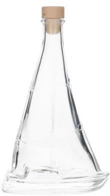 plastic flessenshop 1x Glasflasche 'Segelboot' - 350 ml - Dekoflaschen, Glasflaschen mit Verschluss - Form: Segelbootglas - Transparente Flasche - Glas - 1 Stück, 1 Stück
