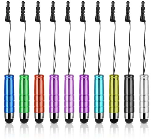 Amabro Lot de 10 stylets courts pour écrans tactiles, tablettes, smartphones, téléphones portables et tous les appareils à écran tactile universels