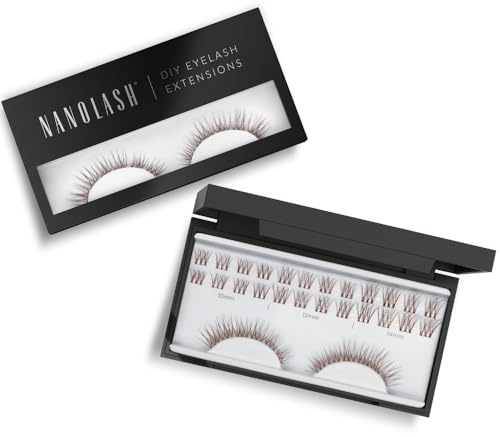 Cluster wimpern zur DIY Wimpernverlängerung zu Hause Nanolash 36 Stück - Wimpern Extension selber machen,Wimpernverlängerung DIY, DIY Falsche Wimpern (Braun, INNOCENT)