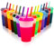 Patinao 14 Stück Becher Tasse Trinkbecher mit Strohhalm & Deckel - 350ml Farbwechselbecher Mehrweg Plastikbecher Kinder Tasse Cup Travel Mug Tumbler Eiskaffee Kaltes Trinken Smoothie Saft