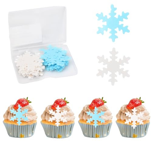Snowflake Cake Decoration, 50pcs Frozen Tortendeko Kit, Essbare Tortendeko, Deko Kuchen Essbar, Tortendeko Geburtstag Essbar, Deko Torte Essbar für Geburtstag Party Kuchen