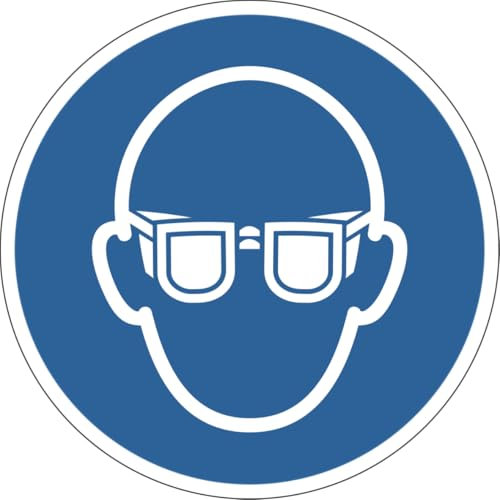 Gebotszeichen Aufkleber, 4 Stück (M004: Augenschutz benutzen, 100 mm Ø)