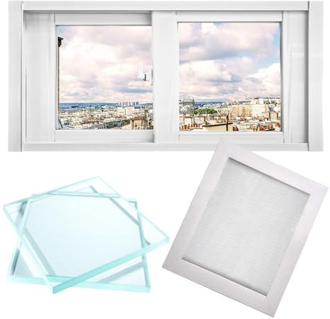 Schiebefenster Fenster Window Kellerfenster Oberlicht-Schuppenfenster 120 100 90 80 70 60 50 40 cm, Schiebefenster mit weißem Aluminiumrahmen, gehärtetem Glas und Edelstahlgitter für Keller Spielhäuse