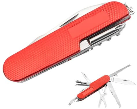 PRAOFRT 1 Handvoll 9 * 2.5 * 1.5CM Schweizer Taschenmesser,Multitool,schweizer taschenmesser mini, Swiss Army Knife mit 11Funktionen, Klinge, Korkenzieher, Dosenöffner(Rot)