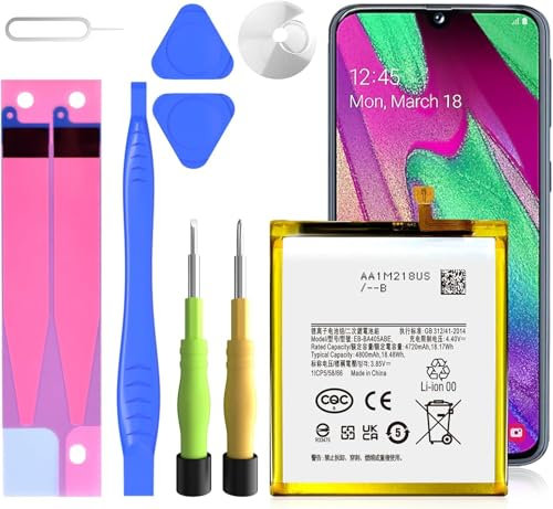 Akku für Galaxy A40, 4800mAh EB-BA405ABE Interner Ersatzakku Hohe Kapazität für Galaxy A40 A405F, mit Reparaturwerkzeug-Kits