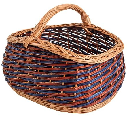 BOGATECO natürlicher Weidenkorb mit Griff | Großer Einkaufskorb 40X22X30 | Handgewebt, in zwei Farben erhältlich | Aufbewahrungskorb | Warenkorb/BLAU