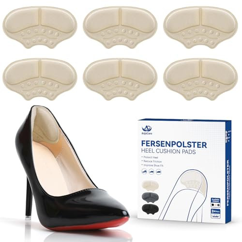 AnjoCare Fersenpolster, 3 Paar selbstklebende schuhpolster für zu große Schuhe, rutschfeste Fersenhalter für Sneakers, High Heels, Lederschuhe