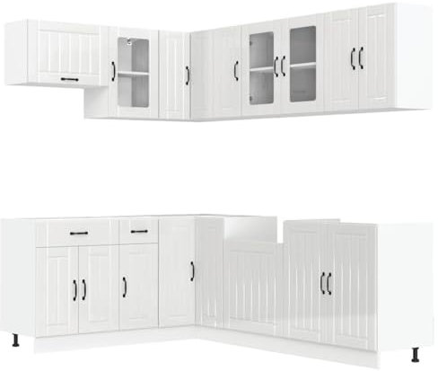 vidaXL 11-TLG. Küchenschrank-Set Lucca Hochglanz-Weiß Holzwerkstoff, Küchenzeile Einbauküche, Schrank-Set, Unterschrank, Küchenschrank, Hängeschrank