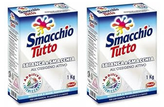 Smacchiatore Per Bucato All'Ossigeno Attivo Per Capi Bianchi, In Lavatrice e a Mano. Attivo Già a Basse Temperature Confezione Da 1 Kg (2 Pezzi)