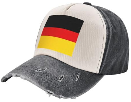 Baseballkappe mit Deutschland-Flagge, verstellbar, klassischer Cowboy-Hut aus Baumwolle, für Männer und Frauen, für Reisen, Arbeit, Schwarz und Weiß, EinheitsgröÃŸe
