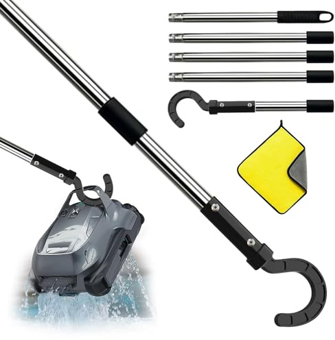 HEYIDAMAI Gancho para Robot de Piscina,con 5 Barras de Aluminio de Refuerzo Desmontables 185cm, Pool Vacuum Sweeper Hooks, Ganchos para Todos Los Limpiadores RobóTicos De Piscina