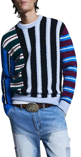Desigual Herren JERS_Mixed Stripes Sweatshirt