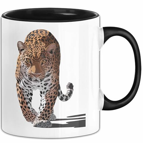 Leopard Tier Tasse Geschenk Lustige Geschenkidee Spruch (Schwarz)