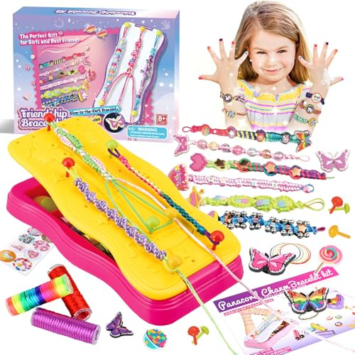 BBWELL Kunst und Handwerk für Kinder,Armbänder Selber Machen,Freundschaftsarmband Selber Machen,Freundschaftsbänder Bastelset,DIY Schmuckbastelsets Handwerk für Mädchen Im Alter von 6