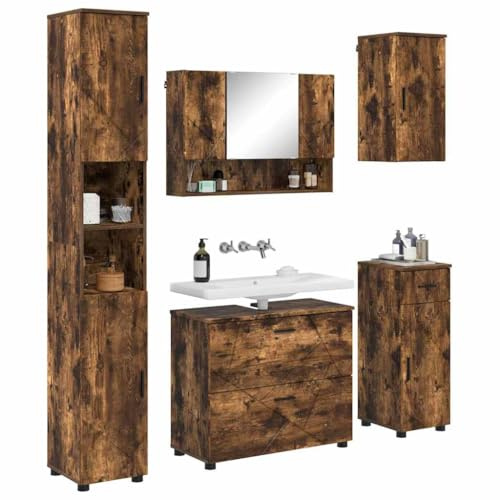 vidaXL Bathroom Furniture Set 5 pcs Smoked oak 30 x 35 x 192 cm,