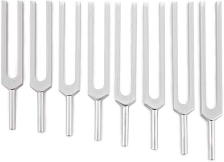 Gear4music Life Tuning Fork Set | Part of Gear4music's Tree Planting Initiative, Eight Tuning Forks for Sound Therapy, Full Set of Tones, Carry Bag and Mallet