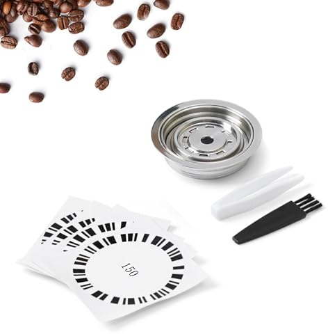 Reusable Coffee Capsule Adapter with 4 Stickers Compatiable for Vertuo Next/Vertuo POP/Vertuolline GCA1/Delonghi ENV135 (150ml)