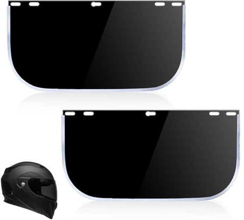 XHNKEG 2 Pcs Face Shield Visor, Face Shield Replacement Lens Tinted Full Visor Protective Visors for Grinding, Welding, Cutting, Cosplay, Black