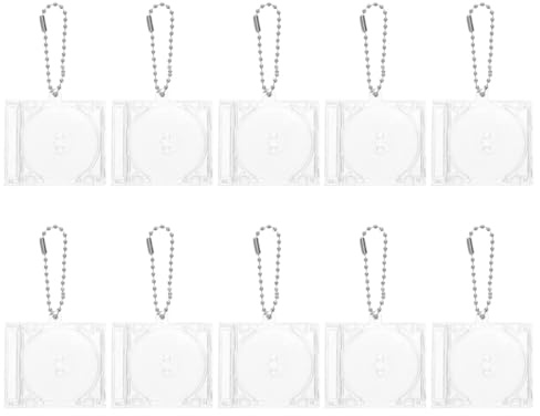 Ciieeo Lot De 10 Boîtiers Cd Porte-Clés Transparents Mini Boîte Cd Porte Clé -Mini-Disque Pour Photos Et Inserts Diy Pendentif Décoratif Pour Sac À Dos Et Fermeture Éclair