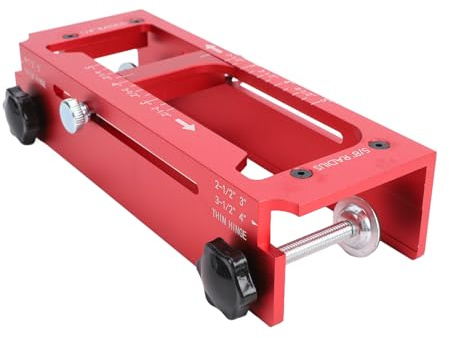 Jiawu Door Hole Drilling Kit, Adjustable Aluminum Alloy Construction Door Hinge Template, Lock Jig with Latch Mortise Tool for Standard Installations Including 1.375in and 1.75in