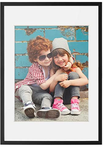 PHOTOLINI Cadre Photo 3D à remplir 50 x 70 cm Noir, Cadre boîte Profond avec Passe-Partout, pour Objets jusqu'à 1,5 cm, Bois MDF, Verre - pour Les Loisirs créatifs & comme Cadeau