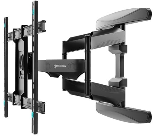 ONKRON Full Motion TV Wall Mount for 40-75 Inch TVs & Screens, Universal TV Wall Bracket up to 45,5 kg - TV Mounting Bracket VESA 200x100 - VESA 600x400/Tilt And Swivel TV Wall Bracket M6L-B Black