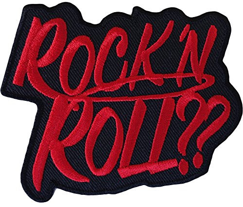 Rock N Roll Iron On Patch and Sew On T Shirt Clothes Bag Music Embroidered Badge