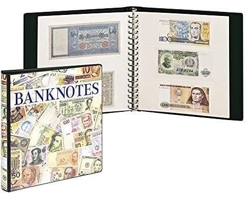 LINDNER Das Original Banknotenalbum mit 10 Klarsichthüllen in 2 Ausführungen und weißen Zwischenblättern.