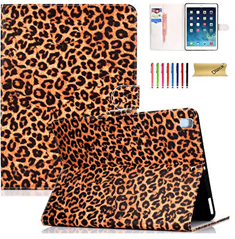 Dteck Case for Apple iPad 9.7 Inch 2018/2017（iPad 5th/6th）/iPad Air/Air 2 Tablet - PU Leather Folio Stand Smart Cover w/Auto Wake/Sleep for Apple iPad 2017/2018, iPad Air 1 2 - Yellow Leopard Print