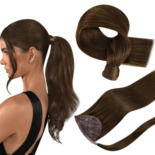 Hetto Extensions Echthaar Zopf Braun Extensions Zopf mit Clip Dunkel Braun Gerade Remy Vollkopf Natürliche Invisible Haarverlängerung 80g 40 cm #4