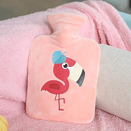 Wärmflaschen Nette 1 Stücke, Tragbare Winter Wärmflasche Zu Mädchen Handwärmer Taschenfüße Wärmebeutel, Rote Flamingo-Wärmflasche 1L