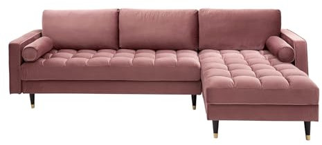 invicta INTERIOR Elegantes Ecksofa Cozy Velvet 260cm Altrosa Samt Federkern 3er-Sofa Samtoptik Eckcouch Sofa Couch